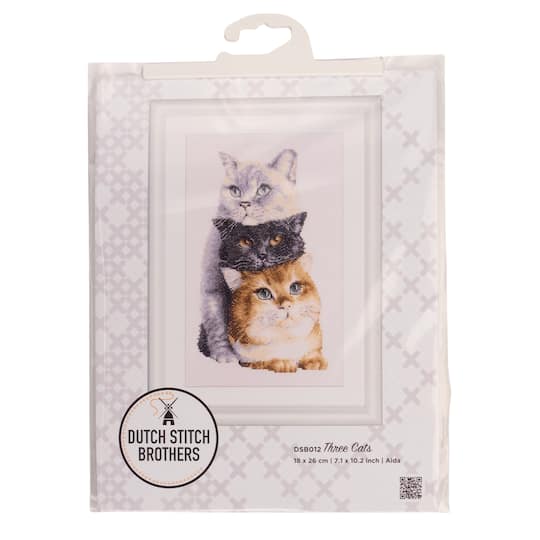 Thea Gouverneur Since 1959® Charming Cat Trio Counted Cross Stitch Kit